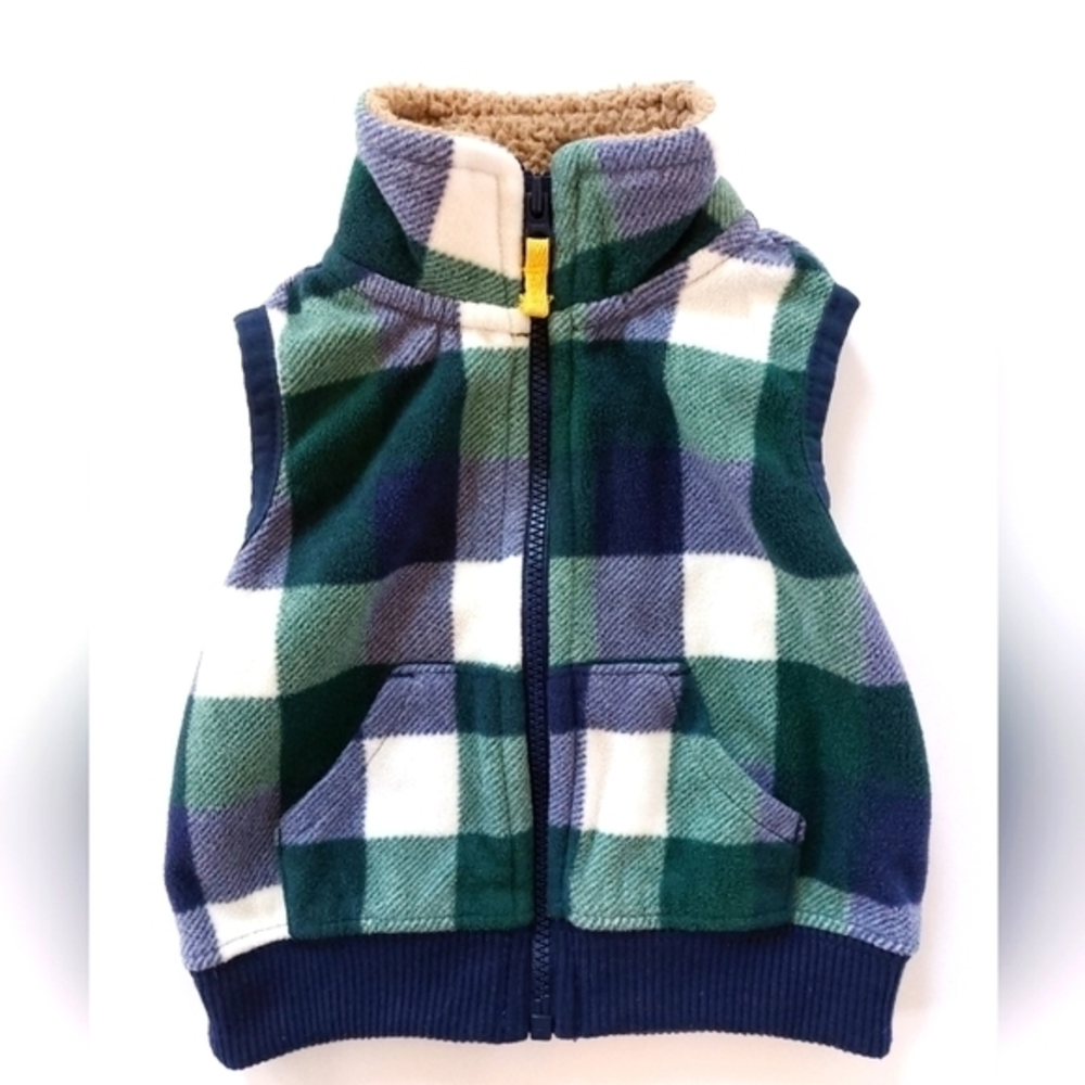Green And Blue Plaid Fleece Vest Size‎ 3 Month Christmas Photos Carter's